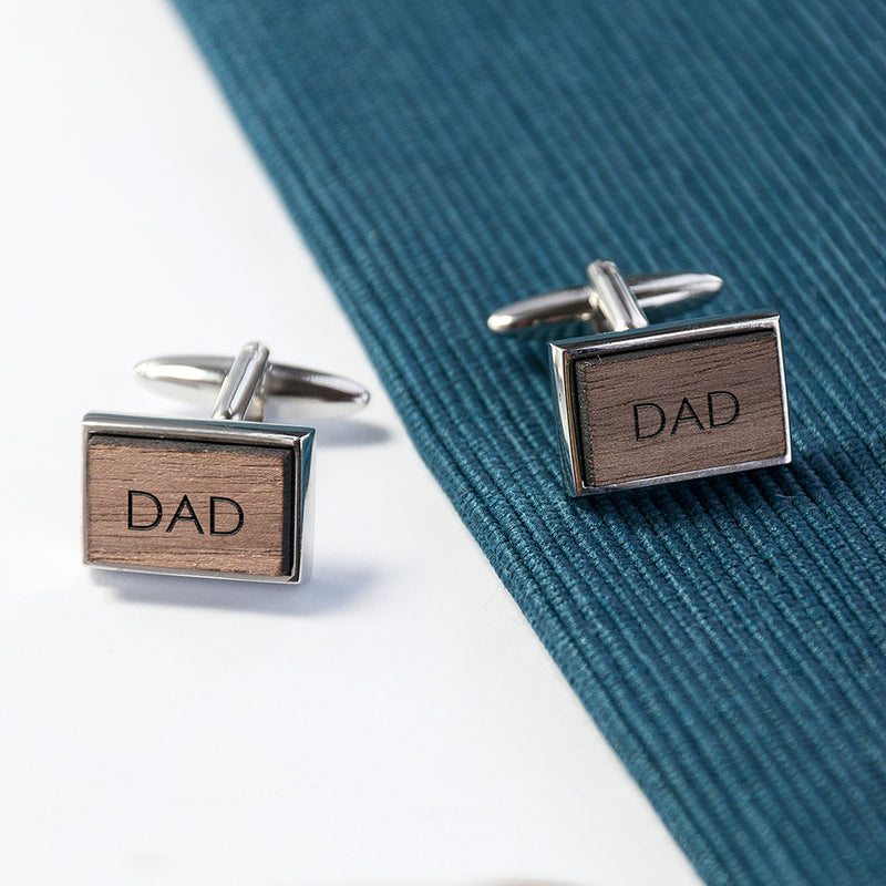 Personalised Monogram Engraved Rectangle Walnut Cufflinks