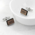 Personalised Monogram Engraved Rectangle Walnut Cufflinks