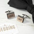 Personalised Monogram Engraved Rectangle Walnut Cufflinks