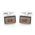 Personalised Monogram Engraved Rectangle Walnut Cufflinks
