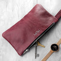 Personalised Monogrammed Burgundy Leather Clutch Bag