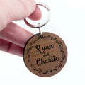 Personalised Romantic Wreath Engraved Keyring