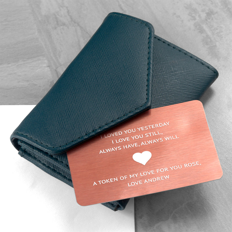 Personalised Love Note Metal Wallet Keepsake