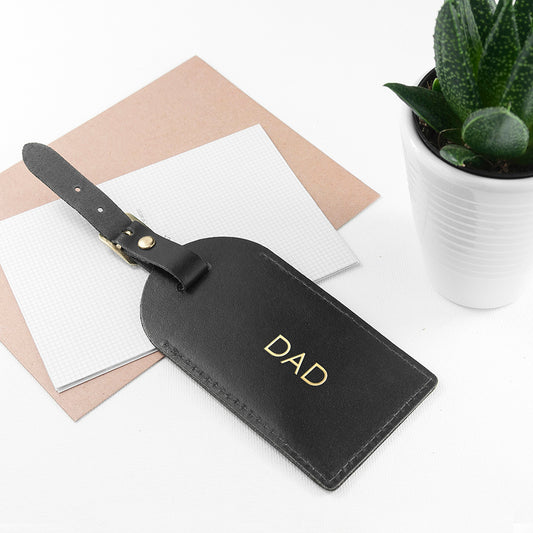 Personalised Black Foiled Leather Luggage Tag