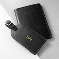 Personalised Black Foiled Leather Luggage Tag