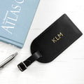 Personalised Black Foiled Leather Luggage Tag