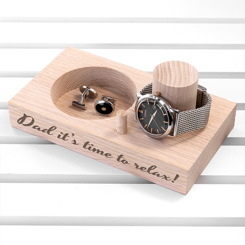 Personalised Oak Wood Watch Stand