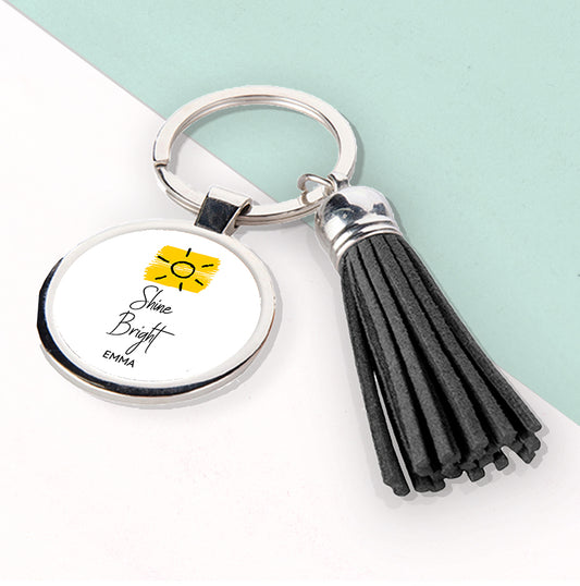 Personalised Shine Bright Tassle Keyring