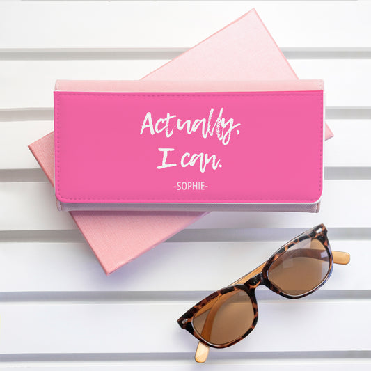 Personalised Actually I Can Handwritten Pink Wallet