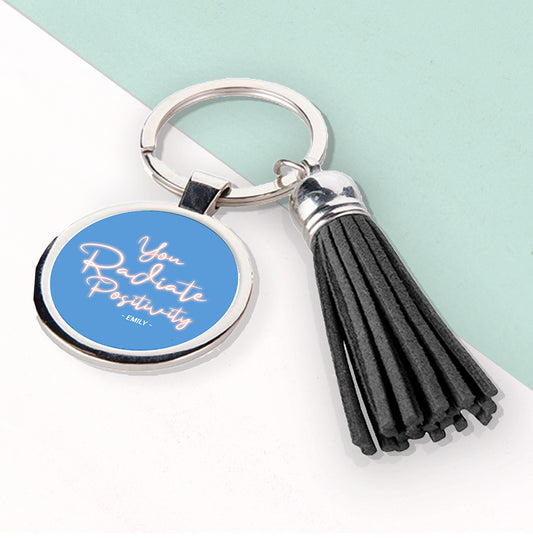 Personalised Radiate Positivity Tassle Keyring
