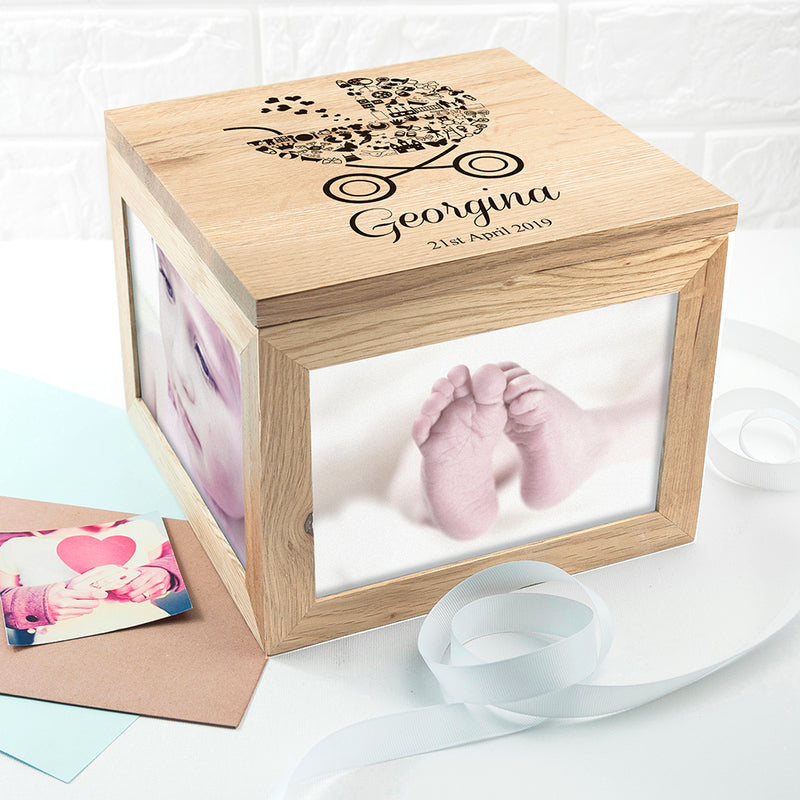 Personalised Baby Girl Photo Memory Box
