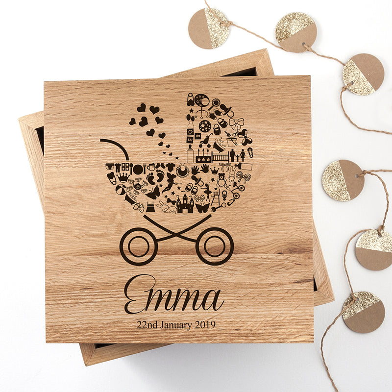 Personalised Baby Girl Photo Memory Box