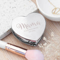Personalised Heart Silver Compact Mirror