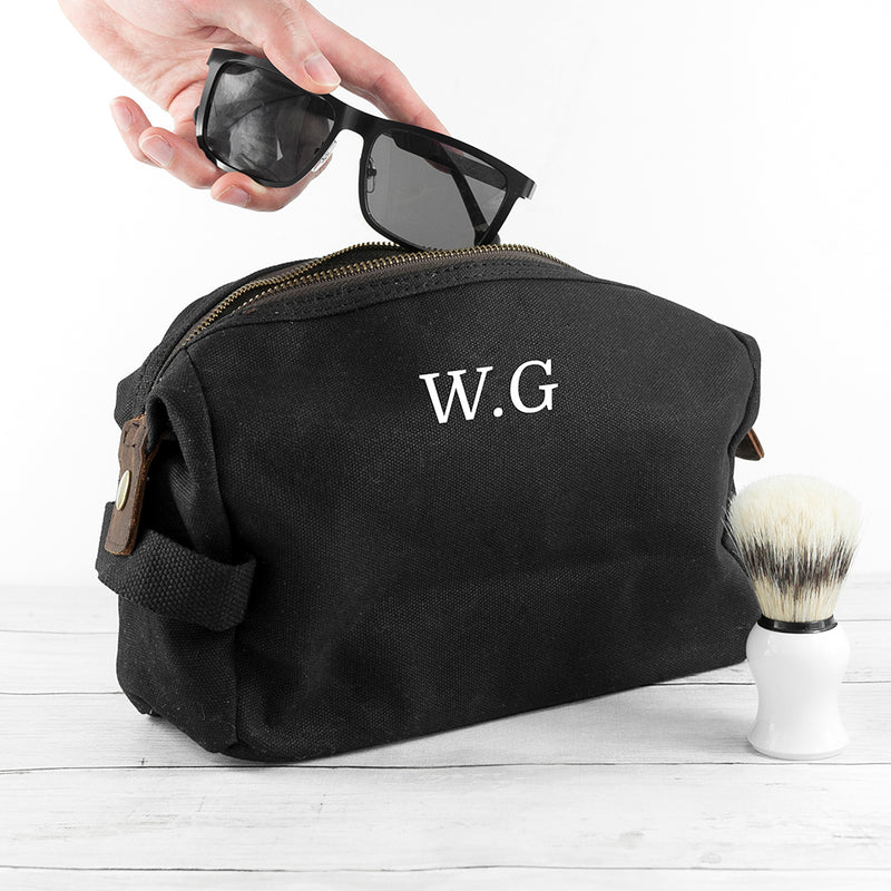 Personalised Men's Waxed Wash Bag