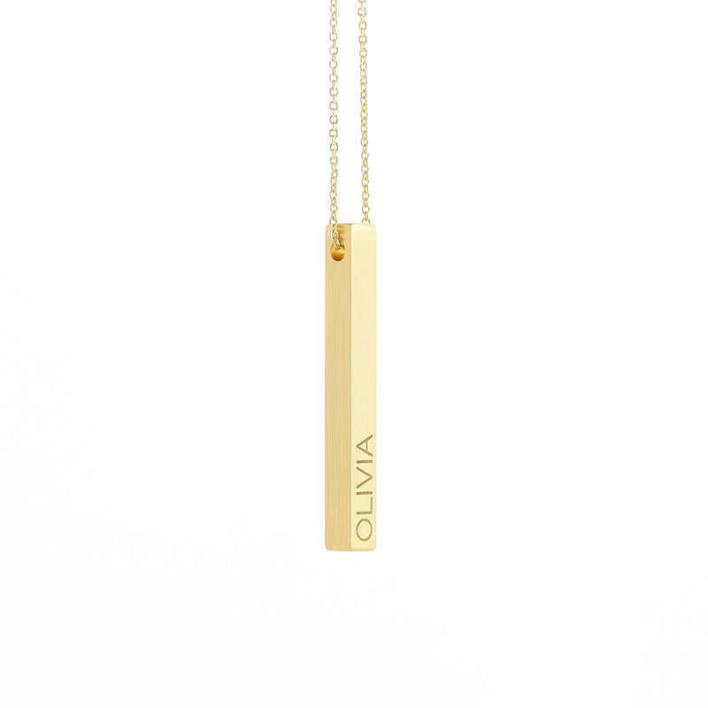 Personalised Matt Vertical Bar Necklace