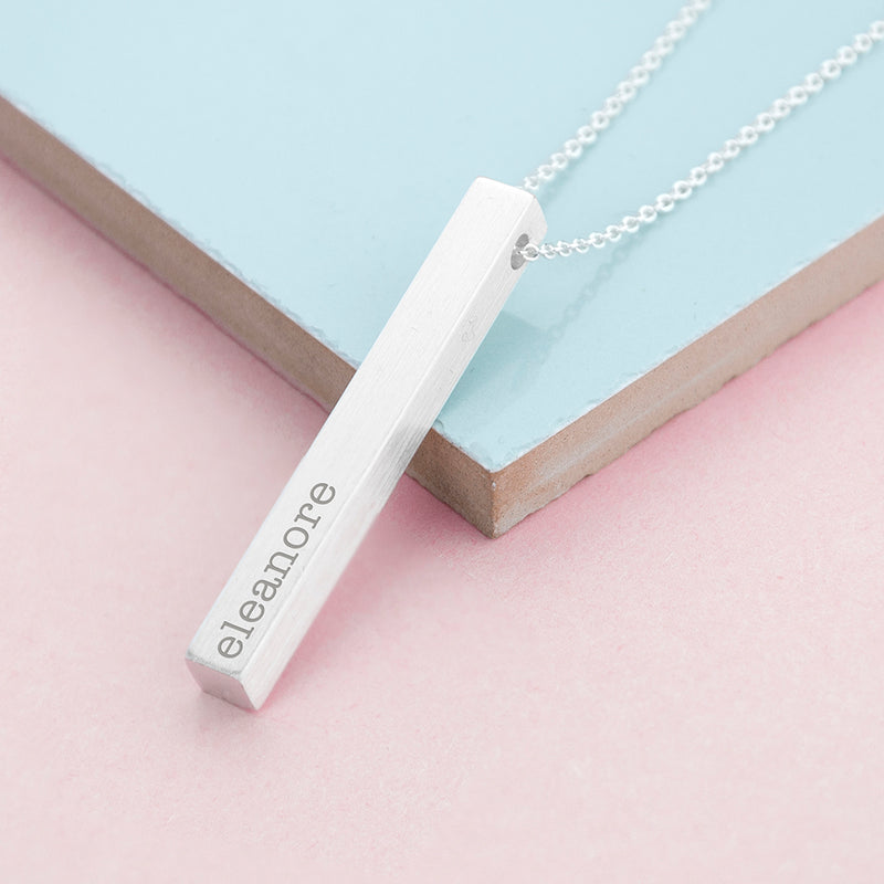 Personalised Matt Vertical Bar Necklace