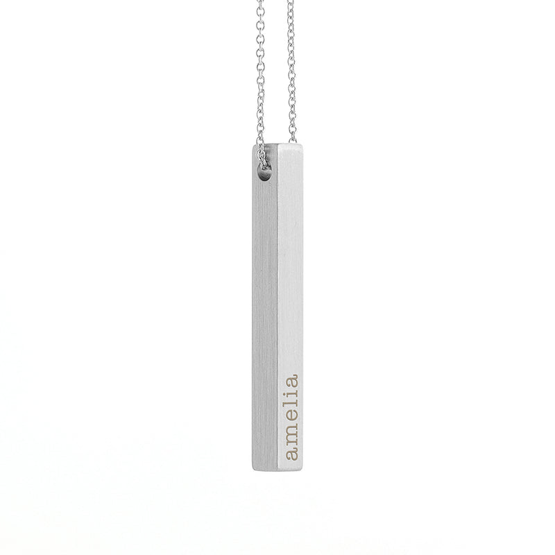 Personalised Matt Vertical Bar Necklace