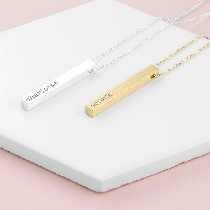 Personalised Matt Vertical Bar Necklace