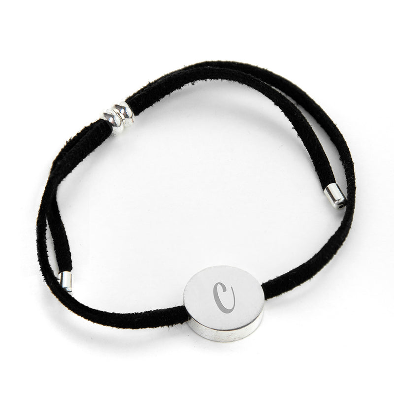 Personalised Always with You Initial Black Bracelet