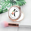 Personalised Floral Initial Rose Gold Compact Mirror