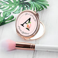 Personalised Floral Initial Rose Gold Compact Mirror