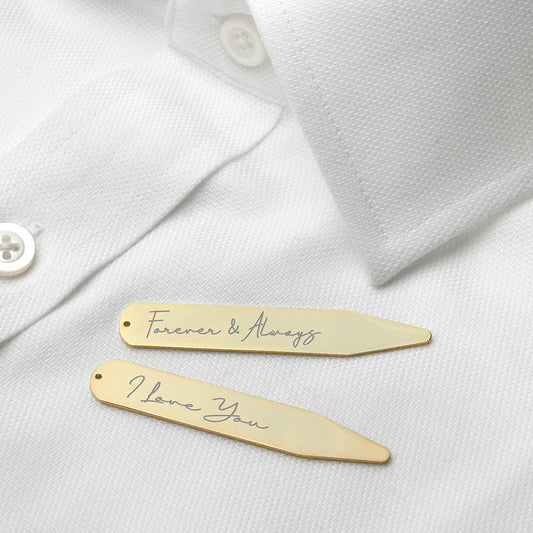 Personalised Handwriting Collar Stiffeners - Gold