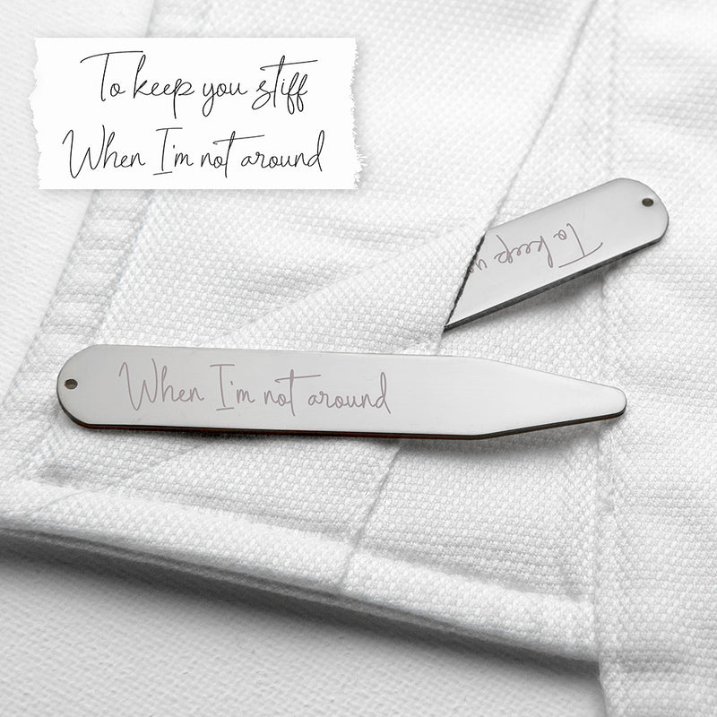 Personalised Handwriting Collar Stiffeners - Silver
