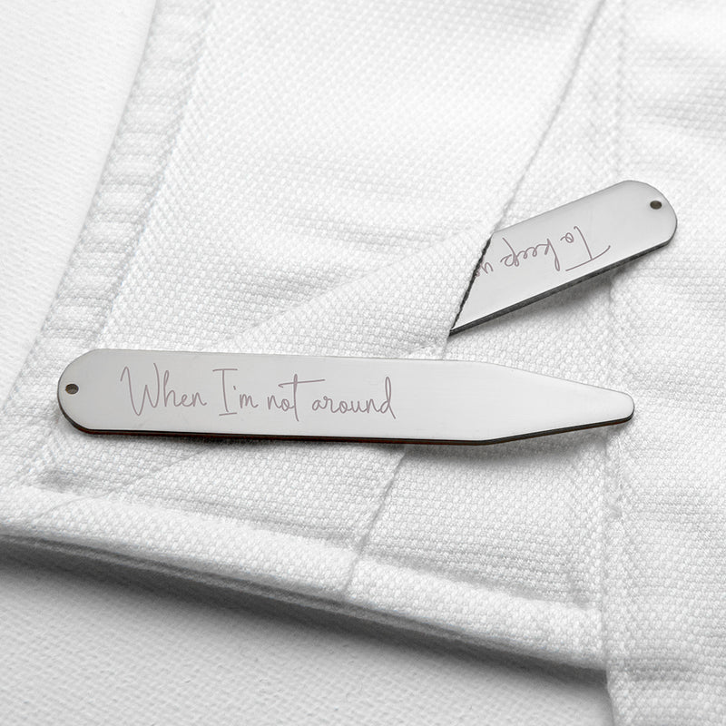 Personalised Handwriting Collar Stiffeners - Silver