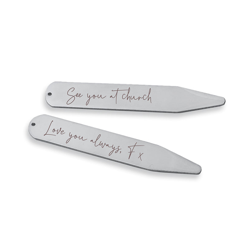 Personalised Handwriting Collar Stiffeners - Silver