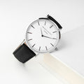 Personalised Handwriting Mens Black Leather Watch