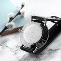 Personalised Handwriting Ladies Black Leather Watch