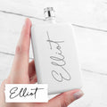 Personalised Handwriting White Slimline Flask