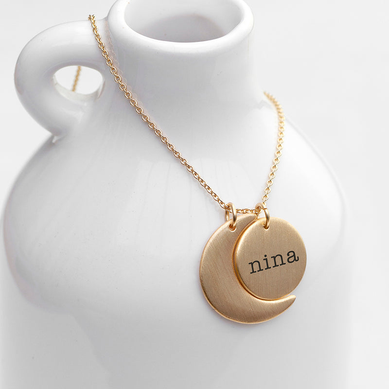 Personalised Matte Moon and Sun Necklace