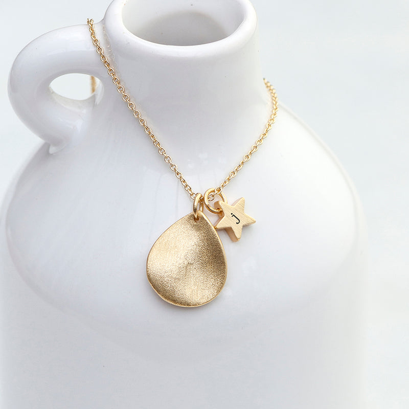 Personalised Matte Star and Drop Necklace