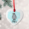 Personalised Baby Penguin Heart Decoration