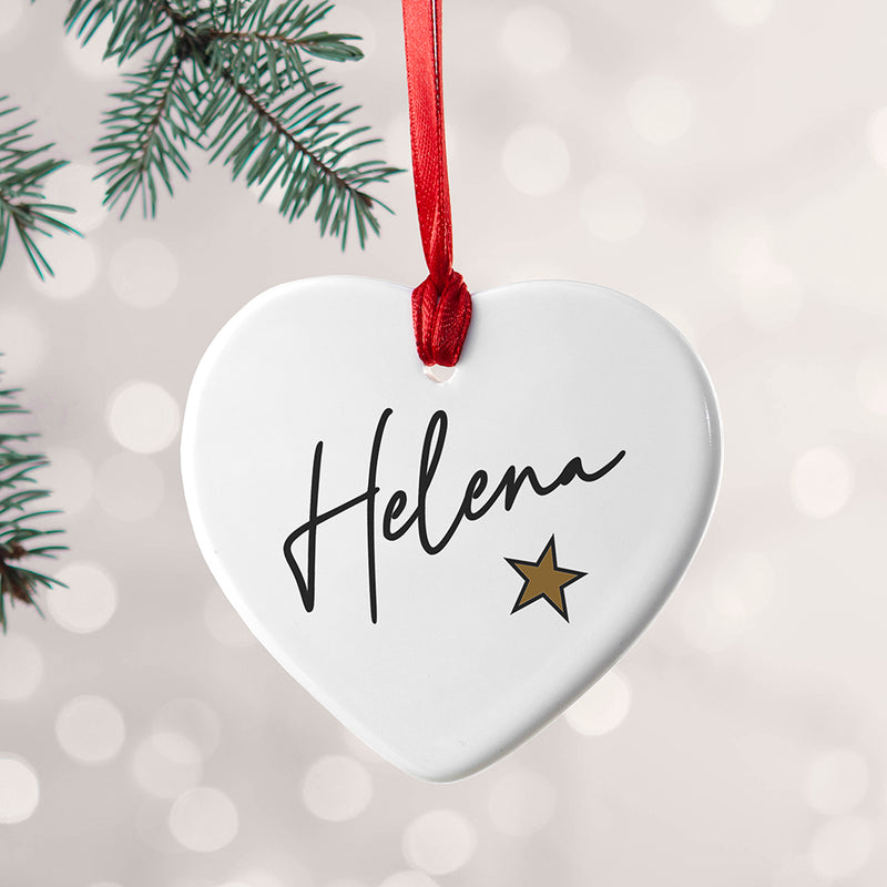 Personalised Christmas Star Heart Decoration