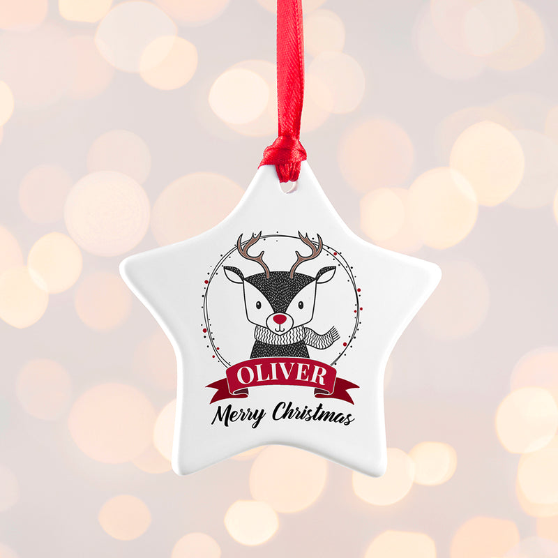 Personalised Reindeer Christmas Decoration