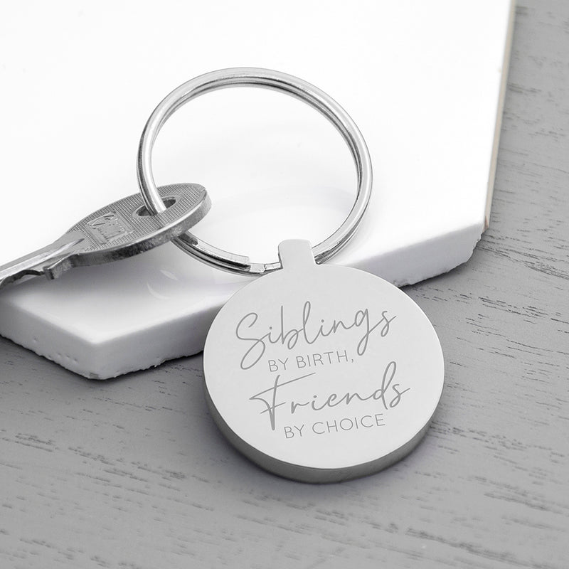 Personalised Siblings Round Keyring
