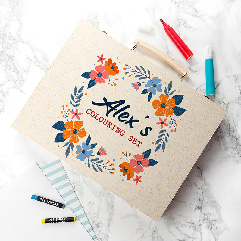 Personalised Flower Garland Colouring Set