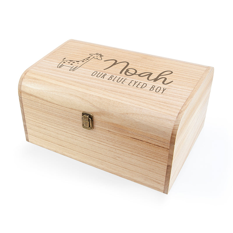 Personalised Baby Giraffe Keepsake Wooden Chest