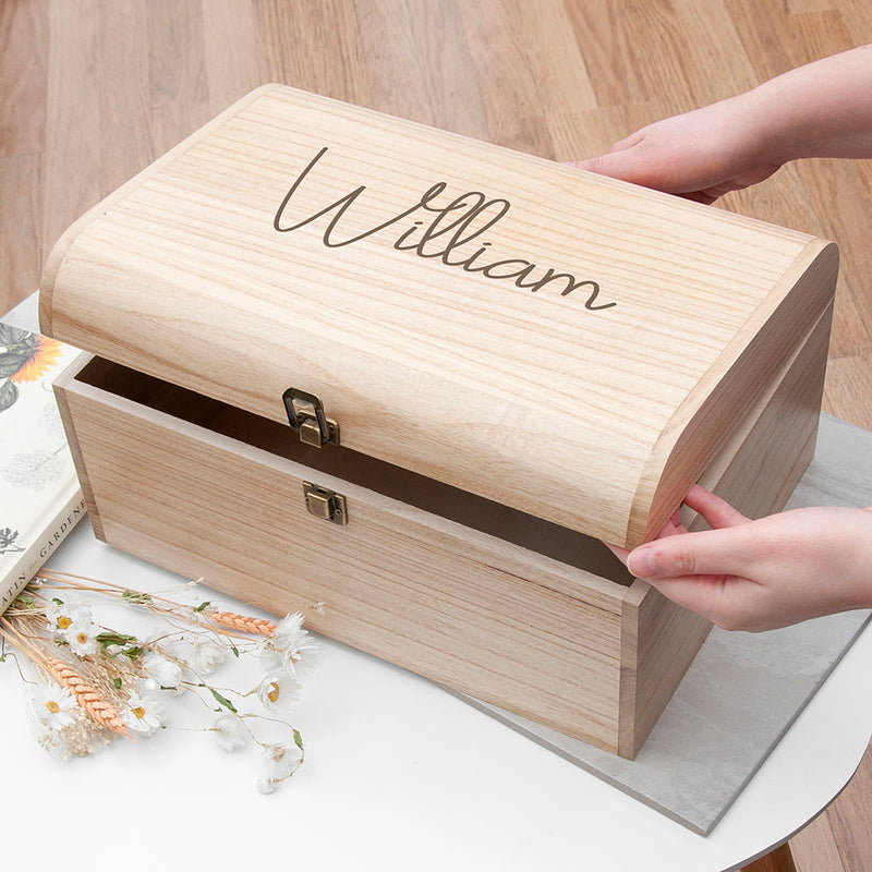Personalised Kids Engraved Keepsake Wooden Chest