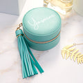 Personalised Turquoise Jewellery Case with Tassel