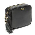 Personalised Elie Beaumont Black Bag with Silver Chevron Strap
