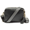 Personalised Elie Beaumont Black Bag with Silver Chevron Strap