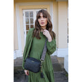 Personalised Elie Beaumont Black Bag with Blue Diamond Strap