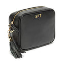 Personalised Elie Beaumont Black Bag with Blue Diamond Strap
