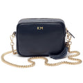Personalised Elie Beaumont Navy Bag with Gold Chain Strap