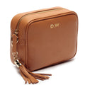 Personalised Elie Beaumont Tan Bag with Black Orange Strap