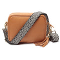Personalised Elie Beaumont Tan Bag with Knitted Diamond Strap