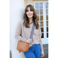 Personalised Elie Beaumont Tan Bag with Knitted Diamond Strap